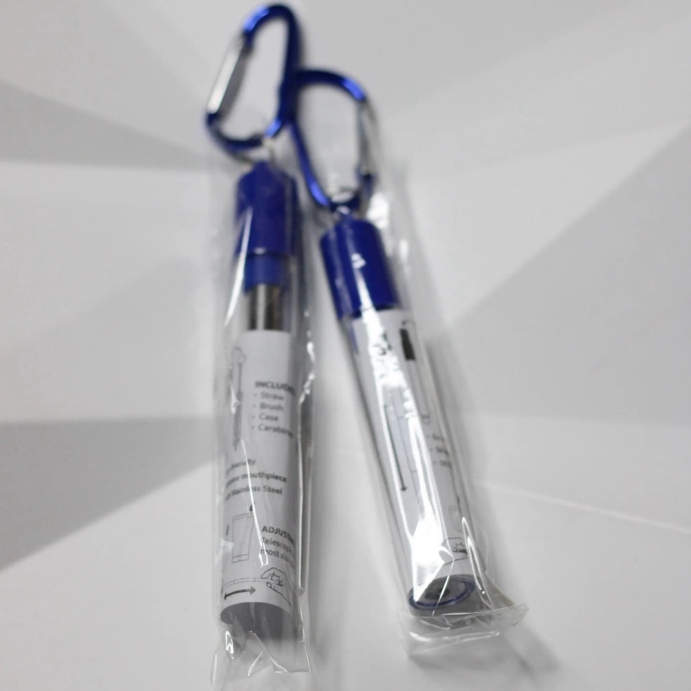 New Stainless Steel Collapsible Reusable Straws - Set of 2